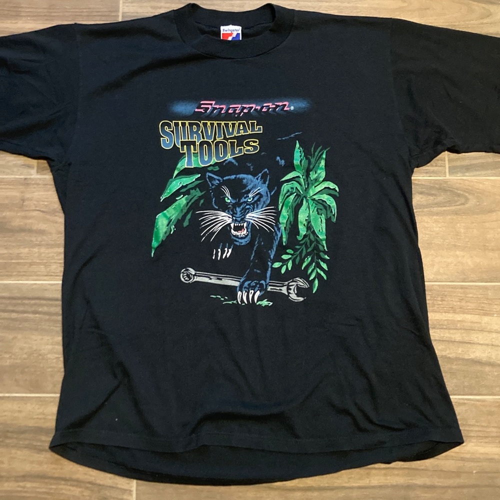 Vintage Snap-on Survival Tools T-Shirt XL Black Panther Jerzees Single Stitch